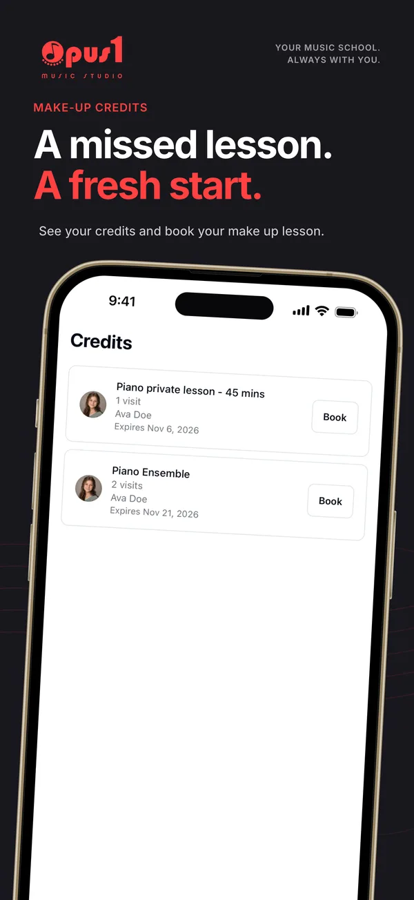 Make-up credits in the Opus 1 app