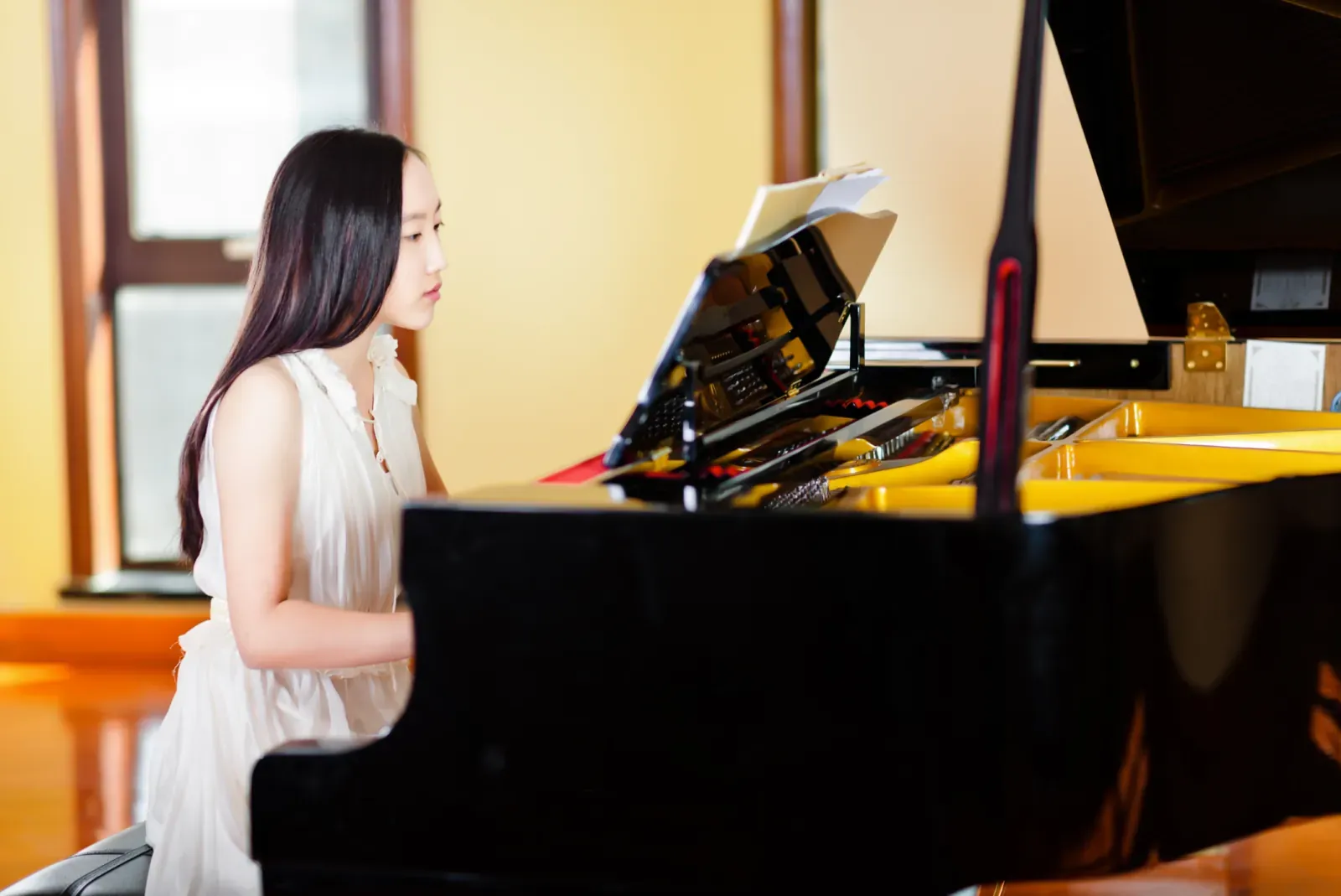 Piano student at a lesson
